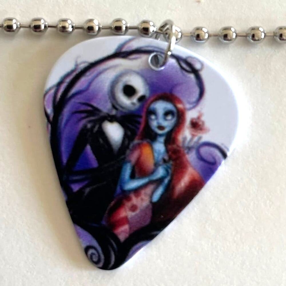 A Nightmare Before Christmas Guitar Pick Ball Chain Necklace